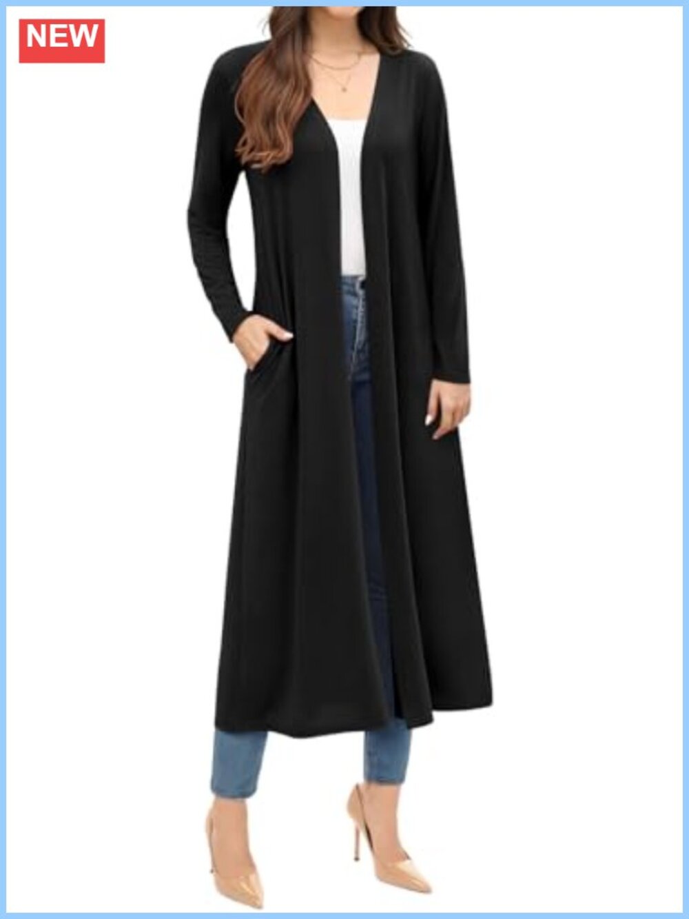 Long Cardigan Floor Length Open Front Lightweight Duster Maxi